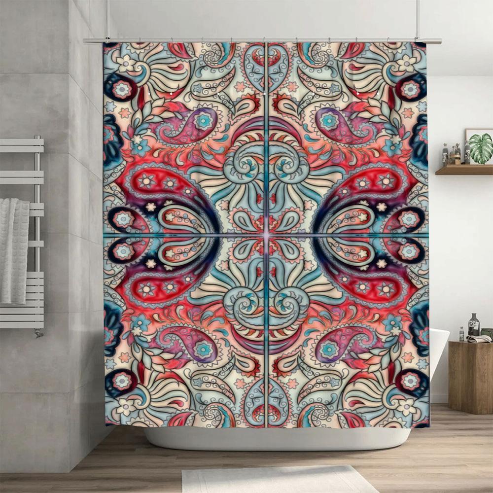Vibrant Paisley Pattern Shower Curtain Premium Printed Fabric for Bathroom Decor