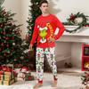 Matching Family Christmas Print Loungewear Set with Long Sleeve Neck Top and Pants for Parents and Kids