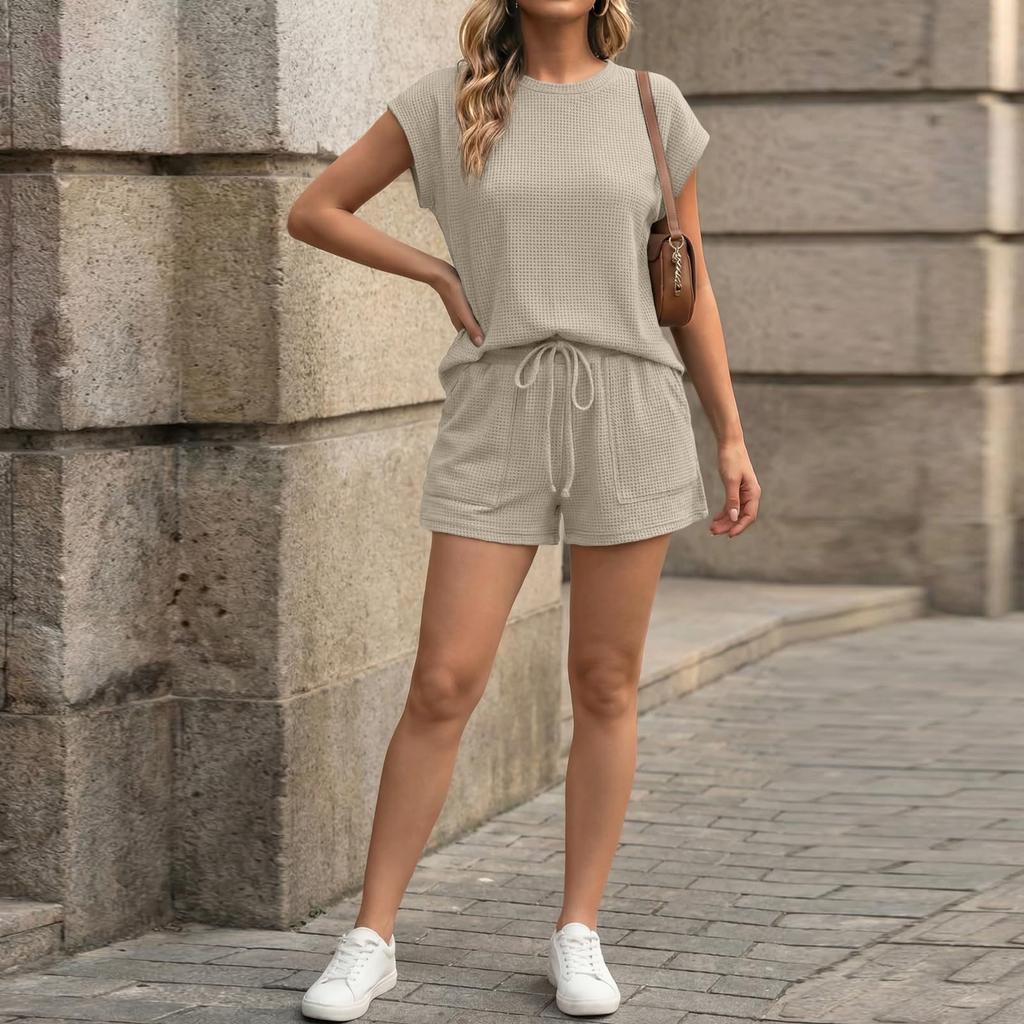 Women's Casual Fashion Short-Sleeve Set With Pockets