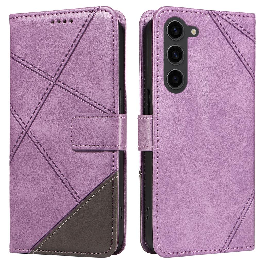 For Samsung Galaxy S23 Case Geometric Line Leather Phone Cover Card Holder Magnetic Clasp