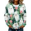 Women's Casual Long Sleeve Christmas Print Neck Pullover Sweatshirt