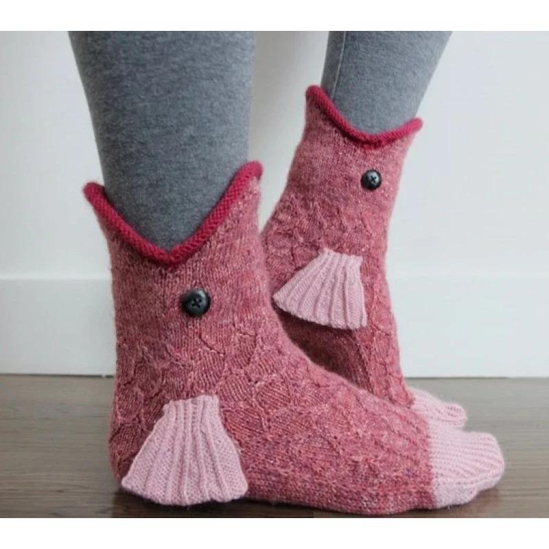 1 Pair  New Knitted Crocodile Socks Autumn Winter Women Cute Cartoon Floor Warm Socks Christmas Funny Socks Breathable