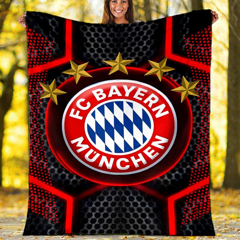 1pc B-Bayern Munich (5) Theme Blanket - Digital Print, Polyester, Cozy for All Seasons, Perfect for Outdoor, and Travel