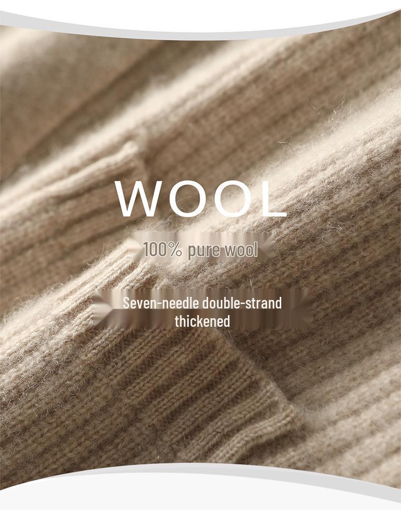 Women's Korean Style Wool Cardigan: Autumn/Winter Half-High Neck Button-Up Knit Sweater