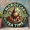 Vintage Teapot Floral Metal Tin Sign Moroccan Round Wall Art Retro Home Bar Cafe Decor