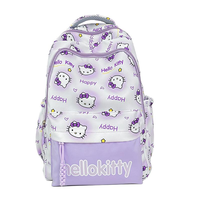 Schoolbag New Girls Cartoon HelloKitty Large Capacity Junior High School Elementary School Backpack Lightweight Burden Reduction Trend