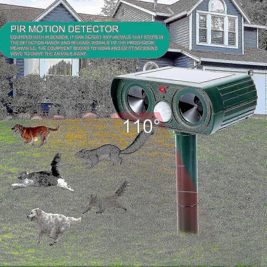 Ultrasonic Animal Repeller Outdoor, Solar Power Animal Repeller With Pir Motion, Waterproof Ultrasonic Pest Repeller Cat 26s
