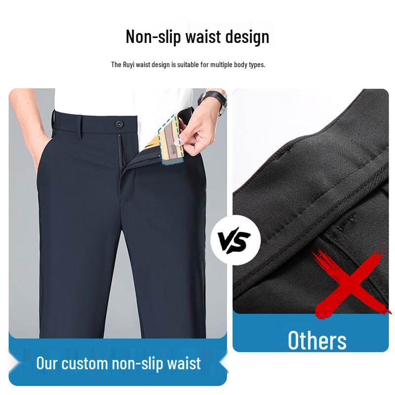 ROMON Men's Summer Thin Business Casual Quick-Dry Stretch Pants
