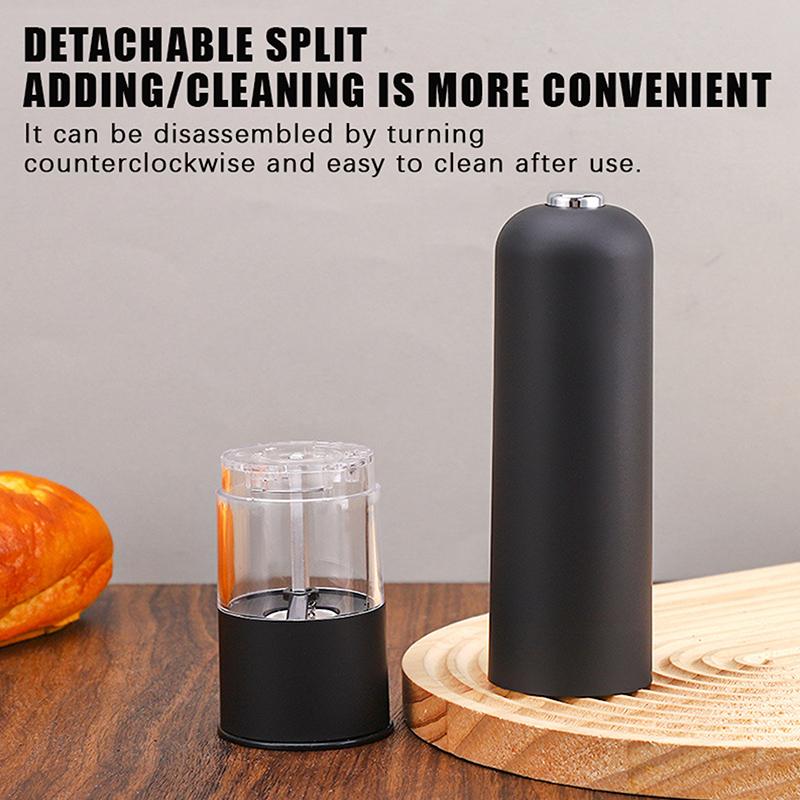 Macina Pepe e Sale Elettrico Automatico a Batteria con Luce LED Macina Spezie a Granulometria Regolabile Strumento da Cucina