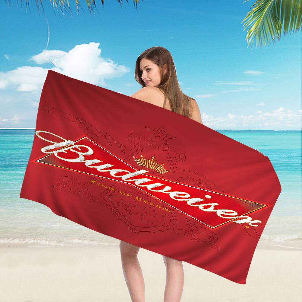 B-BudweiserS Bier Mikrofaser Bedrucktes Strandtuch Bergsteigen Yoga Strand Schwimmen Laufen Saugfähiges Weiches Handtuch