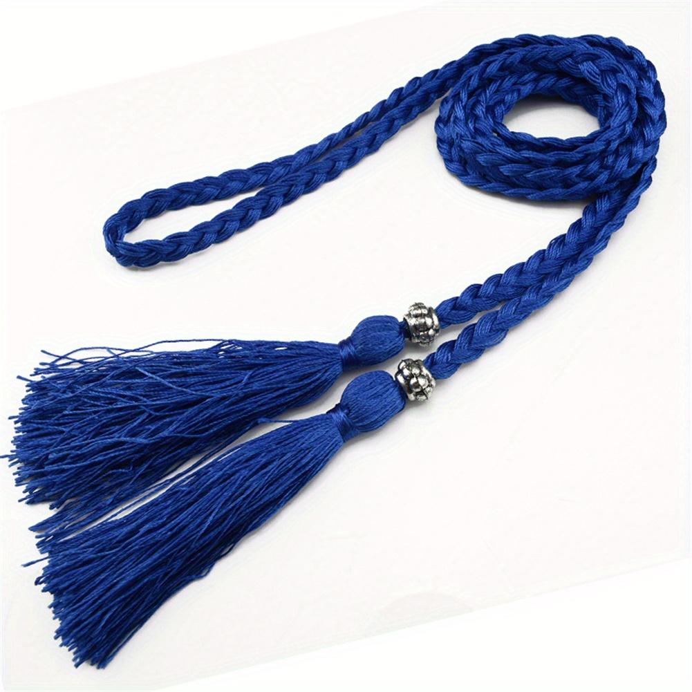 Women Woven Belt Thin Braid Tassel Rope Waist Belts For Dresses Waistband Knot Decorated Cotton String Waist Rope Accessories
