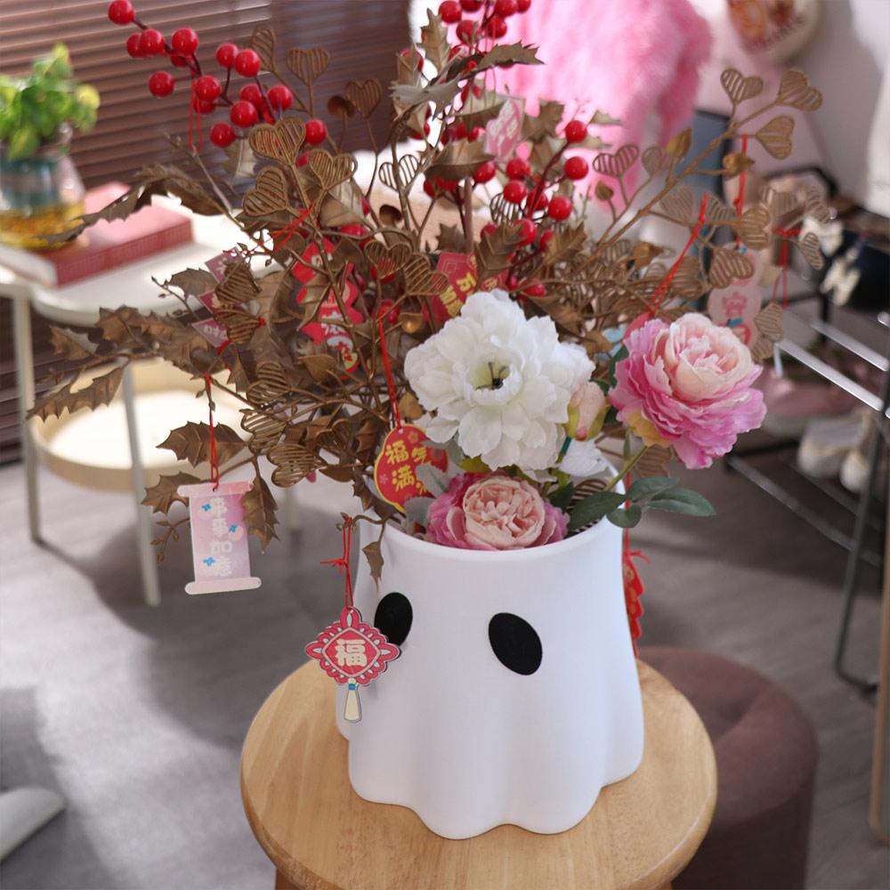 Durable Plastic Halloween Ghost Bucket Versatile Piece Candy Bowl Ghost Planter  Halloween Decor