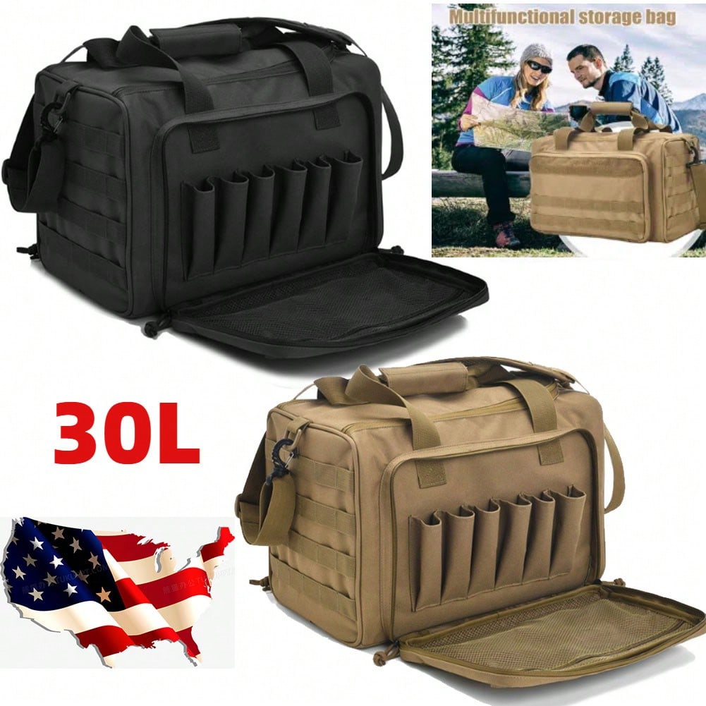 

Military Style 30L Tactical Shooting Range Duffle Bag, Outdoor Hunting Hiking Backpack with Multi Compartments and Straps хакі