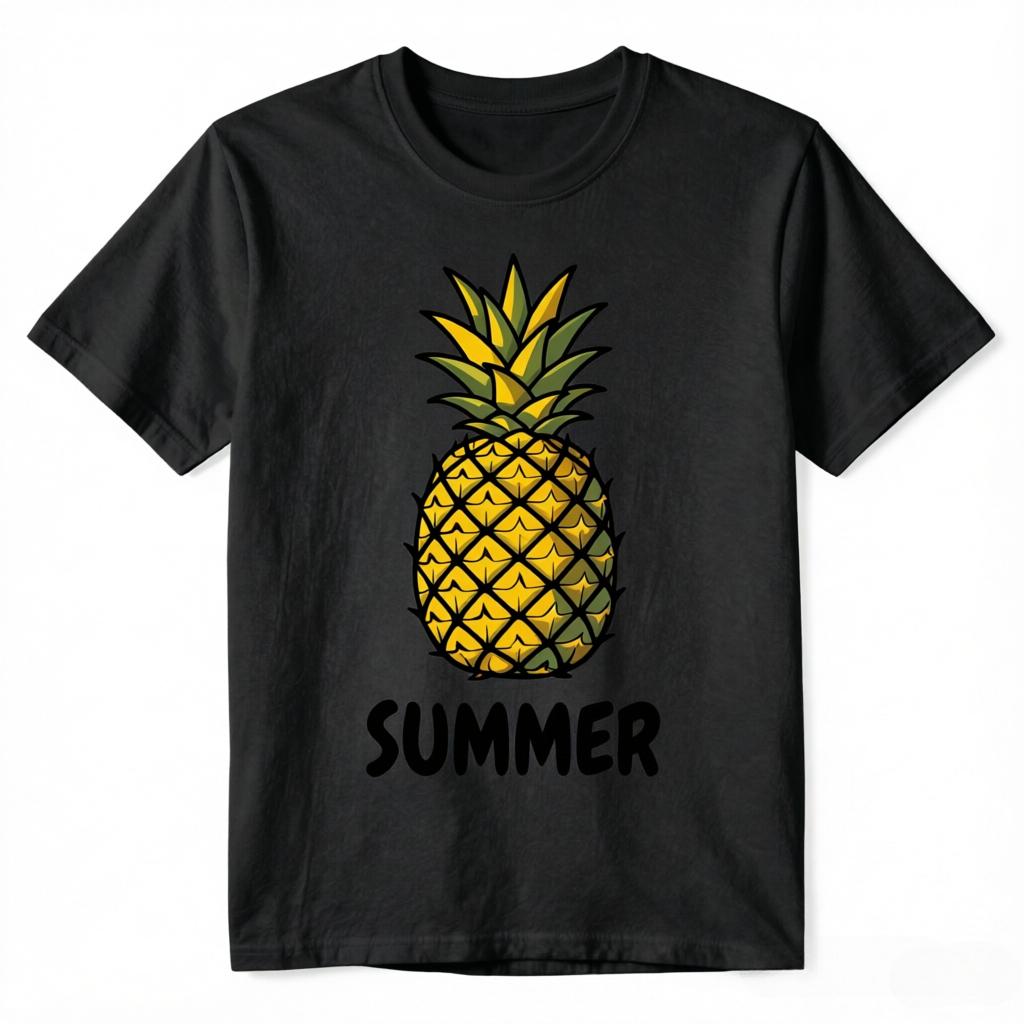 Summer Cartoon Pineapple Print Tshirt Unisex Unisex Casual Cotton Tee Short Sleeve Tropical Fruit Graphic Unisex Tops S