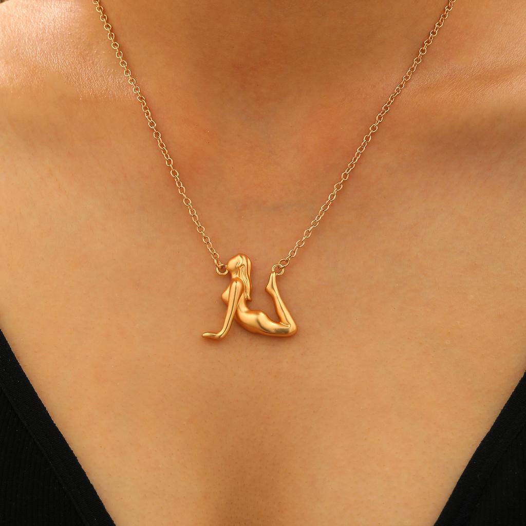 2025 Ins Creative New Yoga Cartoon Character Women Pendant Necklace Niche Personality Sports Wind Collarbone Chain
