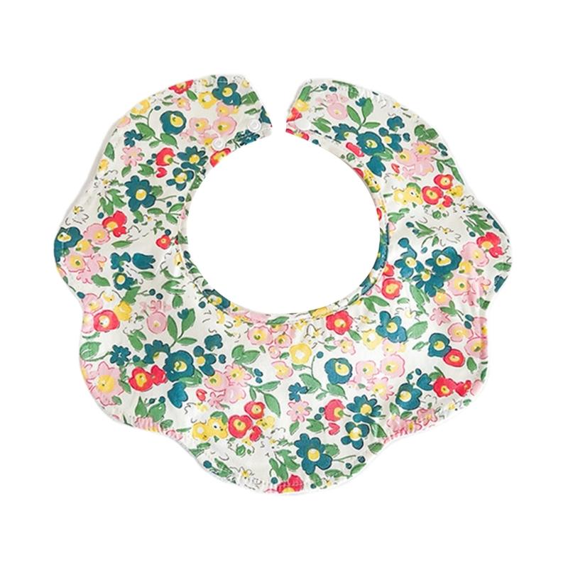 Baby Burp Cloth Cotton Bibs Cute Newborns Bib Adjustable Snaps Bib Petal Edge Bib Comfortable Nursing Bib for Drooling