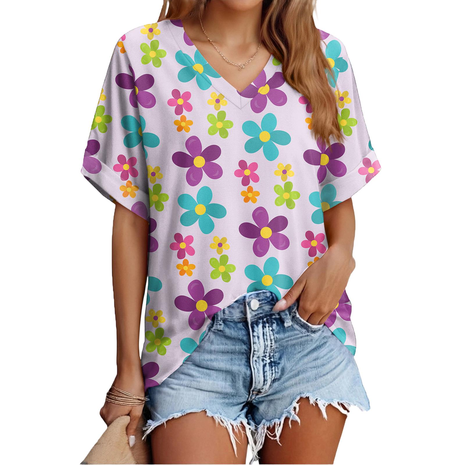 

Женская модная повседневная универсальная летняя футболка с коротким рукавом и пасхальным принтом, облегающая XL розовый