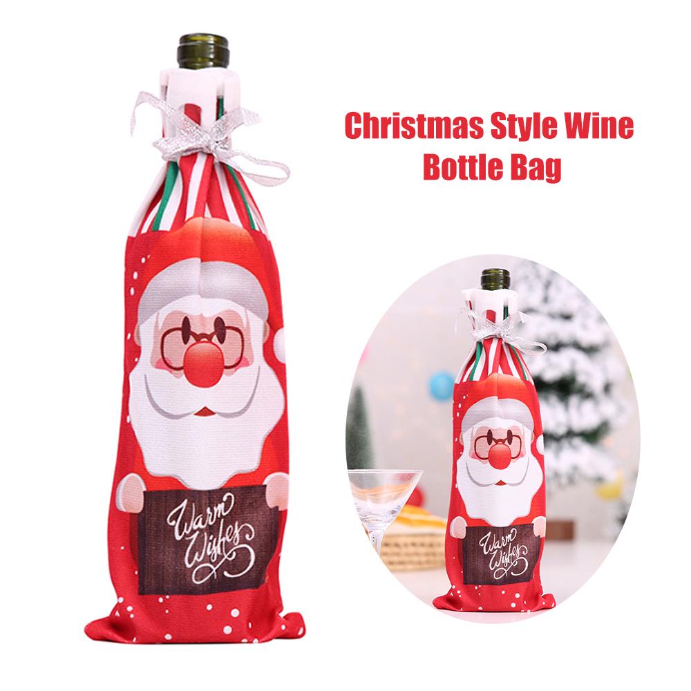 Borsa per bottiglia di vino in stile natalizio con motivo stampato Babbo