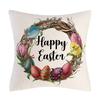 Happy Easter Cushion Cover Bunny Eggs Printed Pillow Cover Easter Rabbit Printed Pillowcase Home Decorative Throw Pillow Case