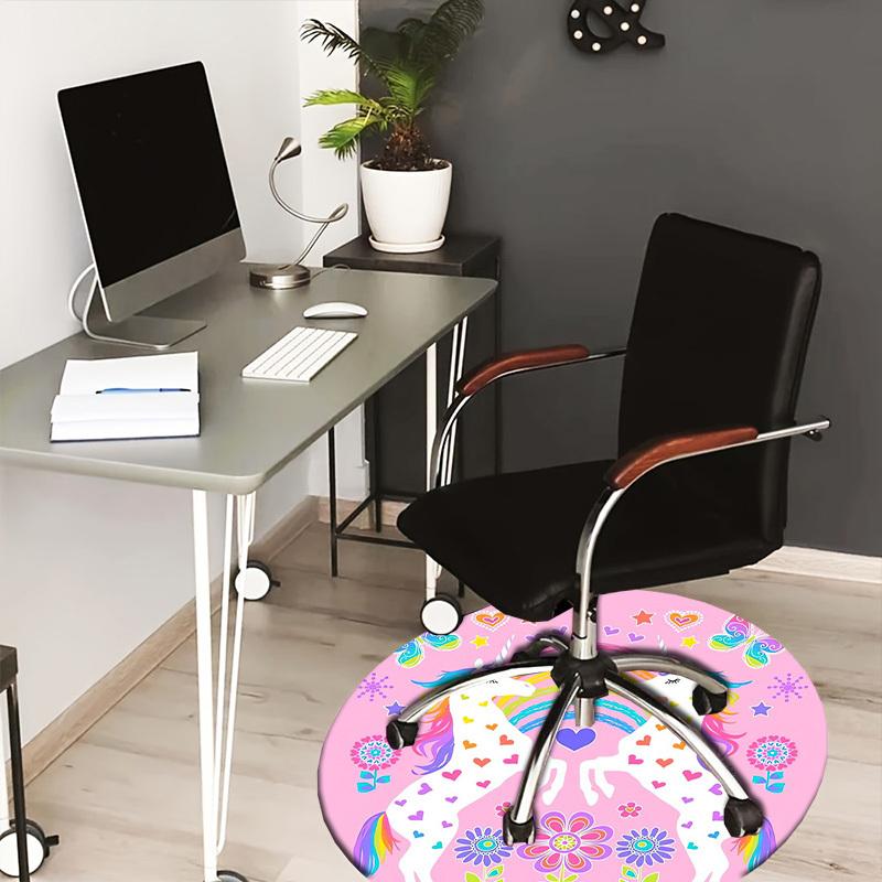 

1pc Office Carpet Chair Mats Unicorn Rainbow Hearts Flowers Perfect for Decorating Office Chairs, Living Rooms, Or Bedrooms.YDT240 80cm by 80cm