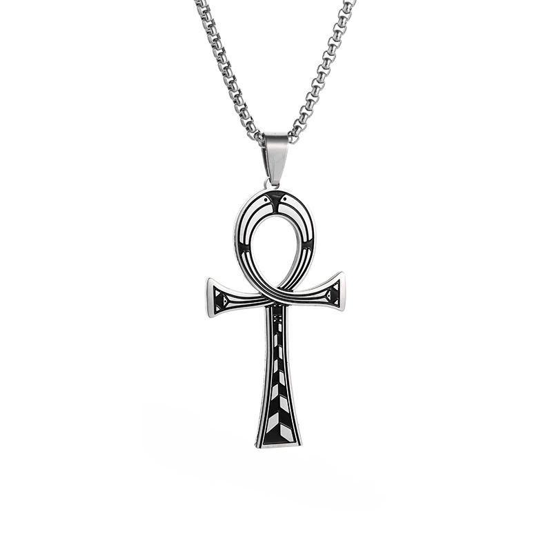 Amulet Talisman Ankh Cross Retro Vintage Necklace Pendant Men Women Egypt Egyptian Key Life Religious Jewelry Gift Hip Hop Rock Goth Gothic