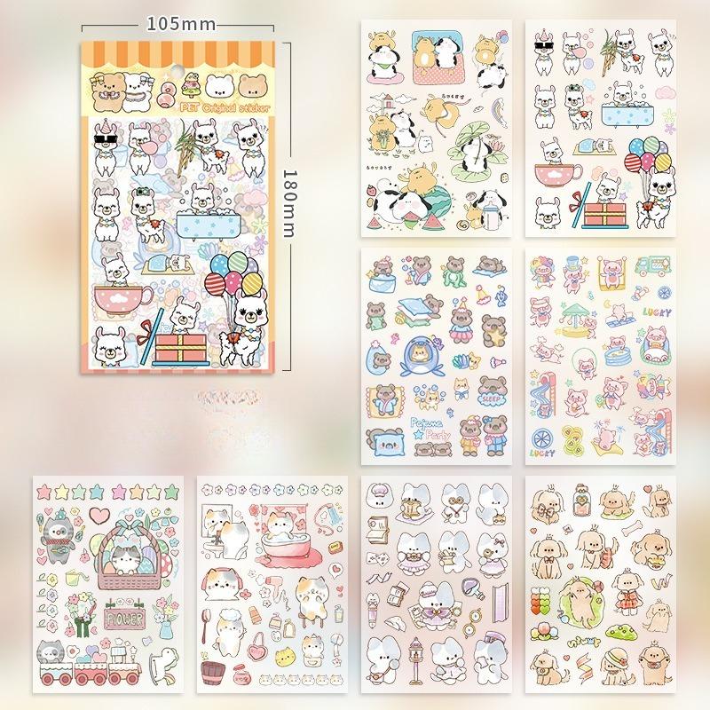 

Мультяшный справочник наклейка Милая детская ПЭТ водонепроницаемая декоративная наклейка для стакана с водой Дневник наклейка Инс ветер Наклейка с животным