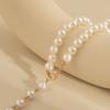 French retro Y-shaped beaded necklace, temperament long imitation pearl fringed necklace for women