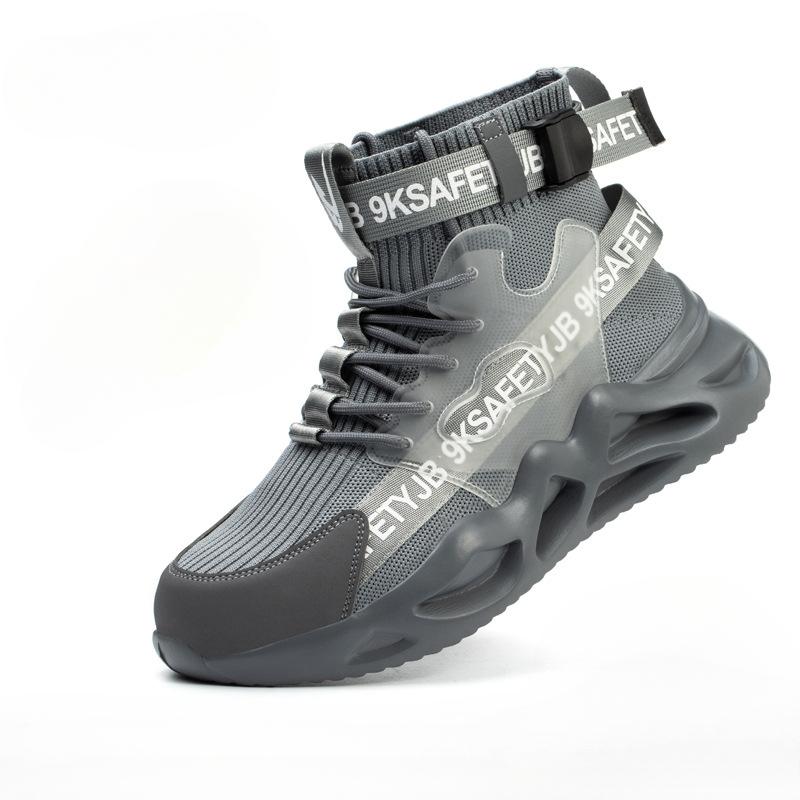 

Модные защитные ботинки для мужчин со стальным носком, рабочие ботинки с защитой от проколов, мужские промышленные рабочие ботинки, дышащие защитные ботинки 46 серый