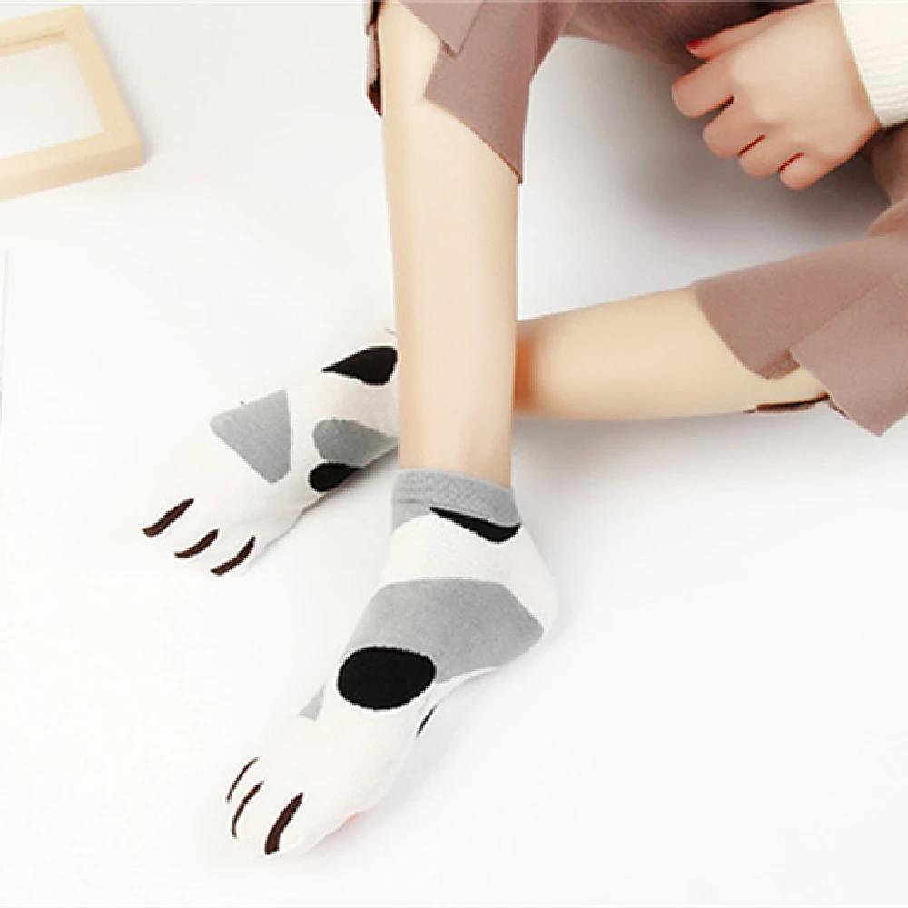 Women Cotton Cute 3D Knitted Cat Claw Low Cut Ankle Socks Ladies Girls Short Hosiery Dog Paws Sokken Dropship
