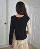 Simeteuligpeosenteu Unbalanced Boucle Knit Top / Black
