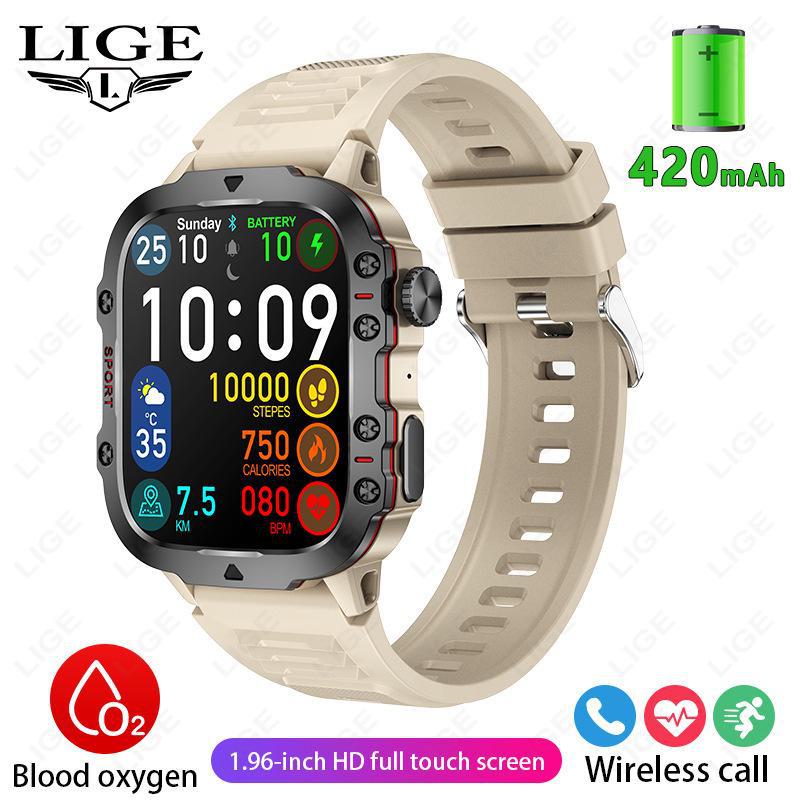 

QX11 Men s Smartwatch: Multi-Function Health Monitor with Blood Pressure & Heart Rate Tracking, Large Screen, Outdoor Sports Bracelet tape бежевий