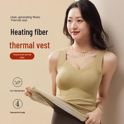 Gilet Caldo Senza Cuciture da Donna con Patch in Seta Coaster Senza Reggiseno per Autunno e Inverno