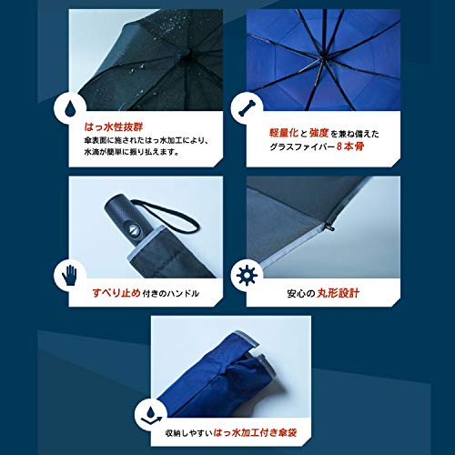EXCEL Folding Umbrella with Backward Prevention Safety Automatic Large Black 20026 Super Water Wind Resistant [Moonbat] GENT'S Function, Men's,