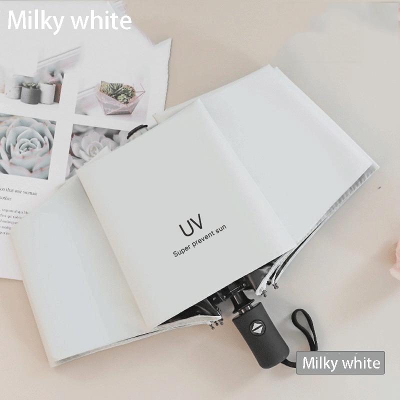 24 Bone Fully Automatic Rain Umbrella UV Protection Sunshade Umbrella 3-stage Folding Sunscreen Black Film Sunblock Umbrella