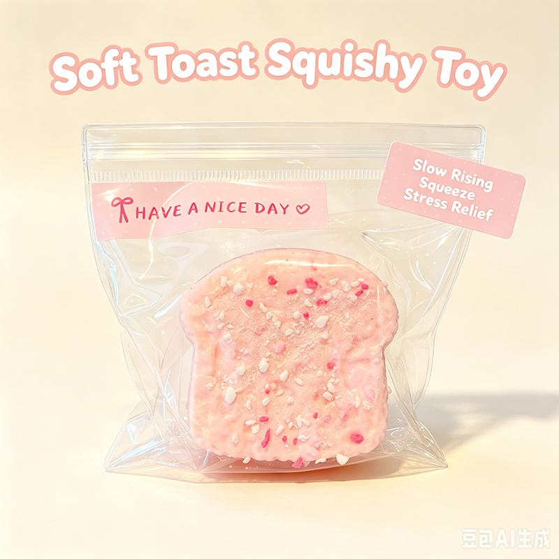 Toast Squishy Speelgoed Zacht Langzaam Rijzend Brood Knijp Fidget Speelgoed Schattig Nep Voedsel Stressverlichting Decompressie Speelgoed Kinderen Meisjes Feest Cadeau roze