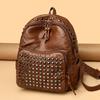 Fashion Rivet Soft Leather Women Backpacks Designer Large Capacity Girls School Bag  Female Bagpack Travel Bags