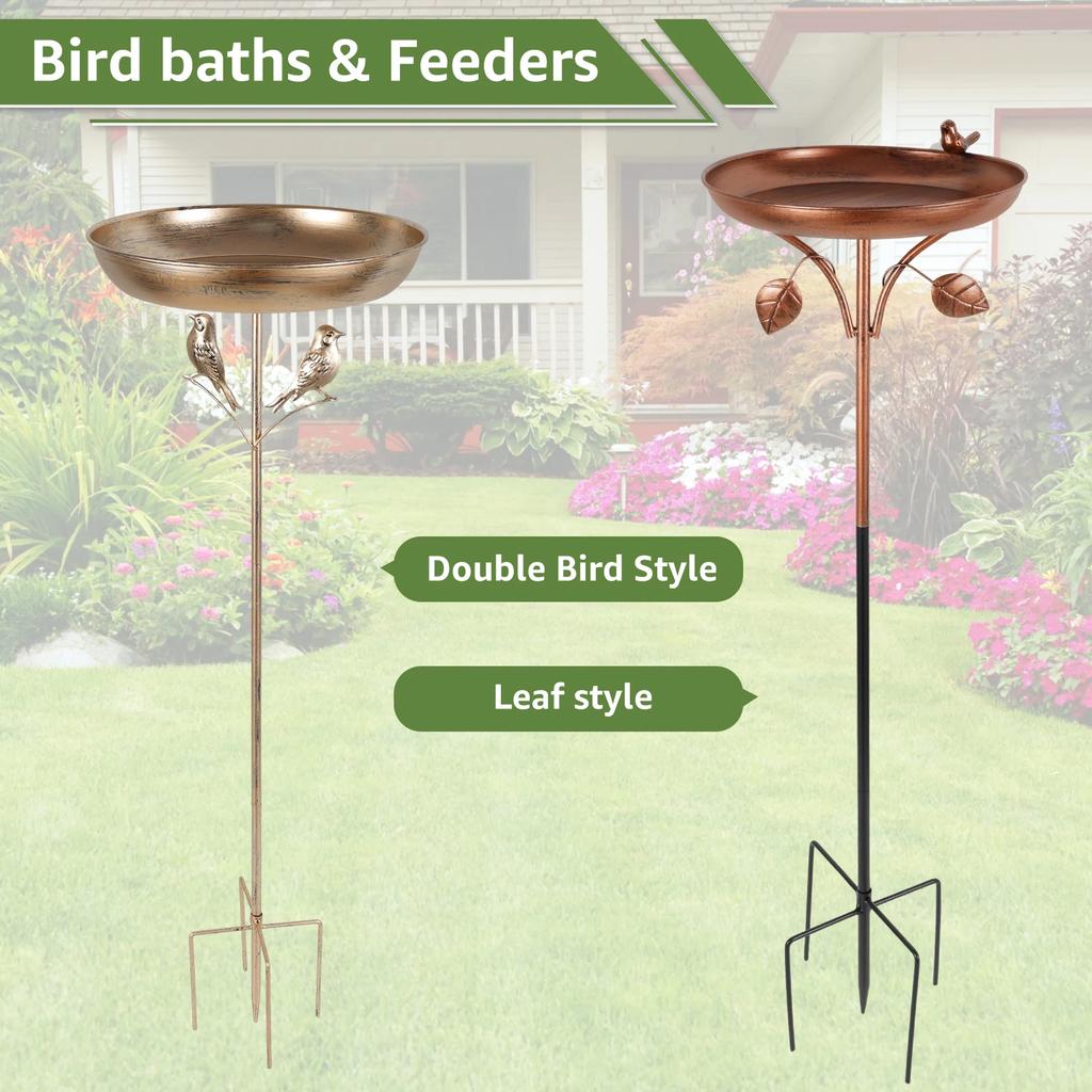 Bird Feeder Standing Bath Iron Large Capacity Outdoor Bird Bath Tub With 5 Pronged Base Garden Decoration Bird Feeding Water