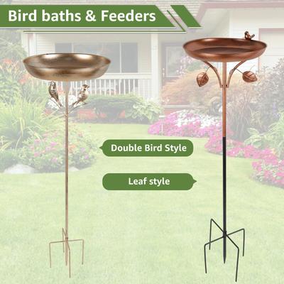 Bird Feeder Standing Bath Iron Large Capacity Outdoor Bird Bath Tub With 5 Pronged Base Garden Decoration Bird Feeding Water