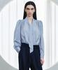 PLUNASTUDIO Reversible Shiny Tie Blouse_Skyblue