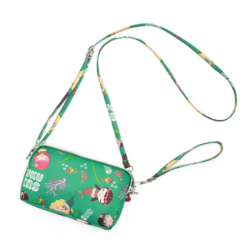 Three-layer zipper wallet, crossbody phone bag, patterned coin purse, Harajuku fashionable clutch, versatile for commuting