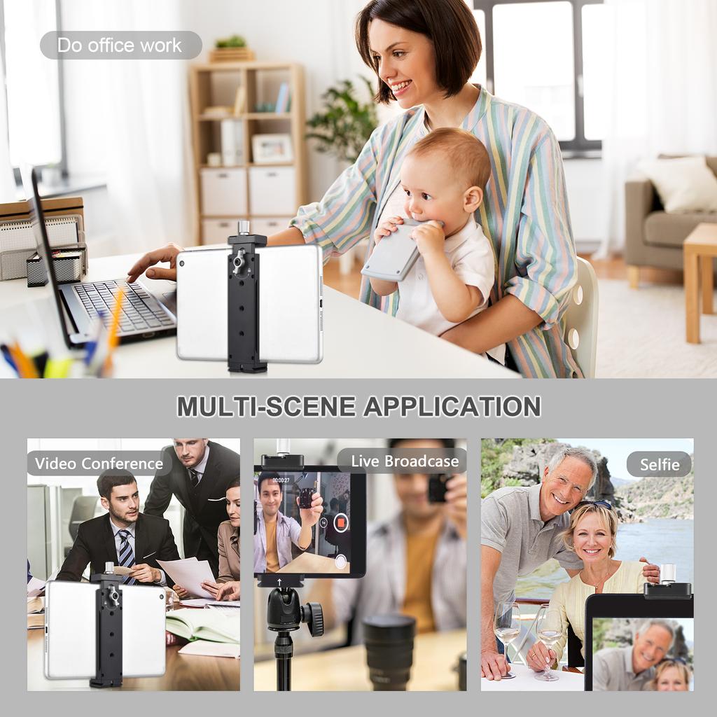 Smartphone Tablet Tripod Mount Phone Holder Clamp Aluminum Alloy 12.5cm 23cm 4.92in 9.05in Adjuatable Width with Cold