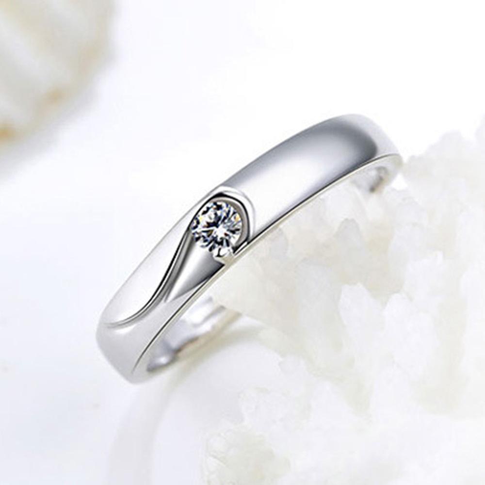 2 Stück 925 Sterling Silber Partnerringe Zirkon Für Damen Herren Exquisit Student Freundin Silber Schmuck Zubehör Hochzeit