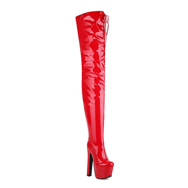 Super High Boots Women Winter Shoes 17cm High Heels Over the Knee Boots Platform Long Stripper Fetish Shoes Lady Large Size 46