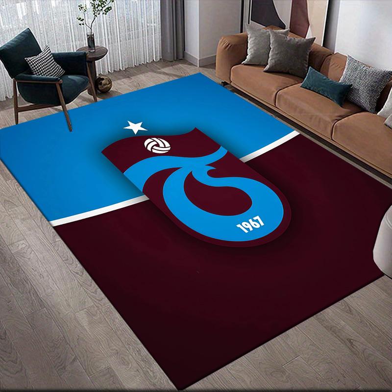 Trabzonspor Flanellmuster Quadratischer Teppich, Läufer, Teppich für Wohnzimmer Schlafzimmer Sofa Spielzimmer Dekor, Rutschfeste Fußmatte
