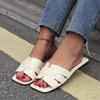 35-45 Large Size New Women's Slippers Flat Bottom Square Head Cross Cool Slippers Versatile Outer Wear Women's Drag