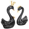 1 Pair Creative Resin Swan Car Ornament Home Office Cake Topper Delicate Decorative Swan Sculpture Cake Decorations
