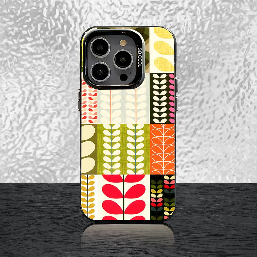 Multi Stem O-Orla K-Kiely Folio Phone Case For iPhone 16,15,14,13,12,11,Pro,X,Max,Plus,Mini,SE Black Candy Matte Shockproof Case