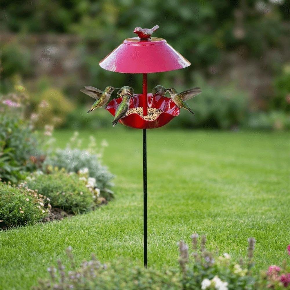 Large Capacity Bird Feeding Station Wavy Curved Petal Garden Bird Basin  Outdoor Decor