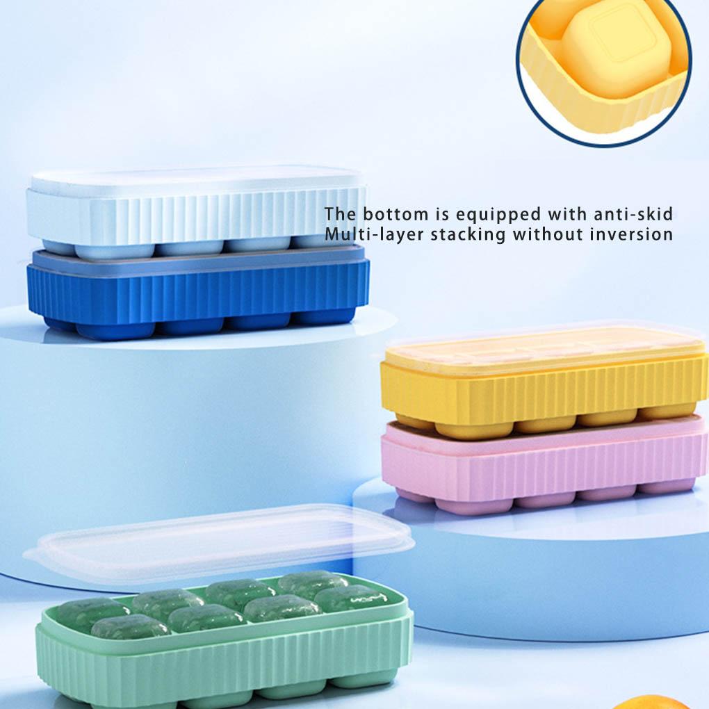 Silicone Ice Cube Tray 8 Grids Pub Blocks Maker Reusable Refrigerator Mold Press Type Square Shape Mould Home Wedding
