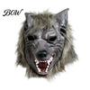 Comfortable Breathable Mask Halloween Werewolf Full Head Mask, Latex Wolf Cosplay Headgear with Durable Party Realistic Fur, Haunted House Prop,